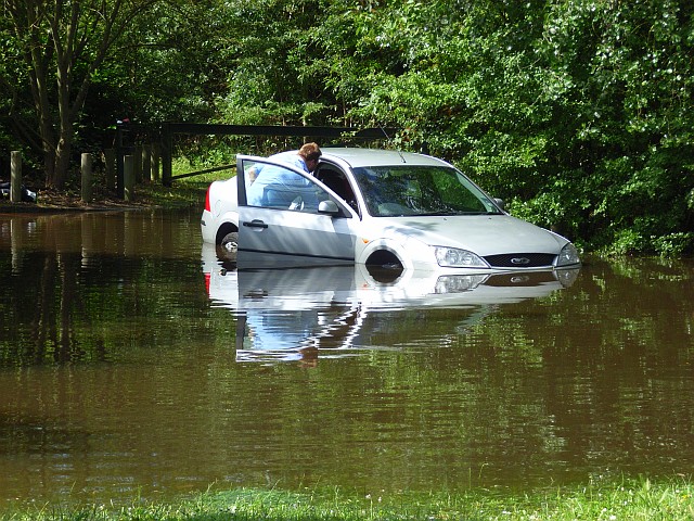 car in floodwater